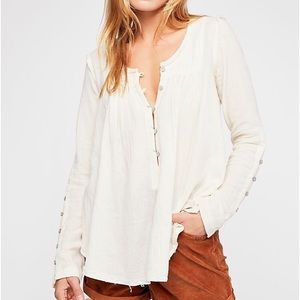 Free People Sand Dune Henley in Ivory